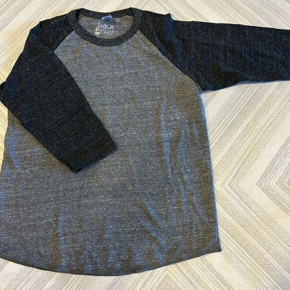 Rock Candy Boys Grey on Grey Raglan 3/4 Sleeve Top - Size S/8 - Picture 1 of 6